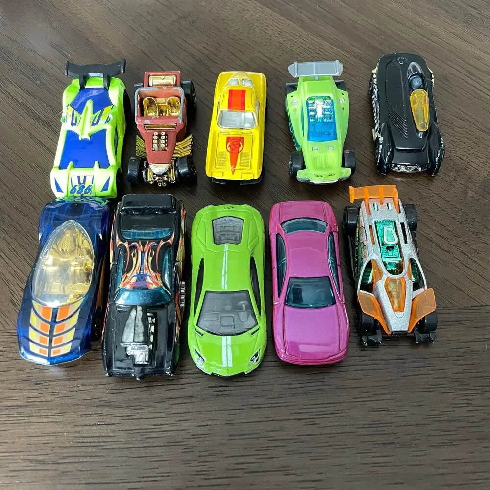 Hot Wheels Lot of 10 Race Cars Mix of Toy Vehicles Mostly Hotwheels As Is